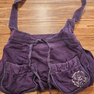Purple Drawstring Bag with Pockets